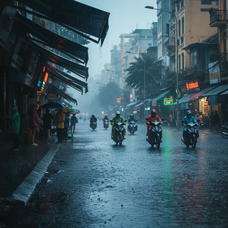 ホーチミンのスコールの様子